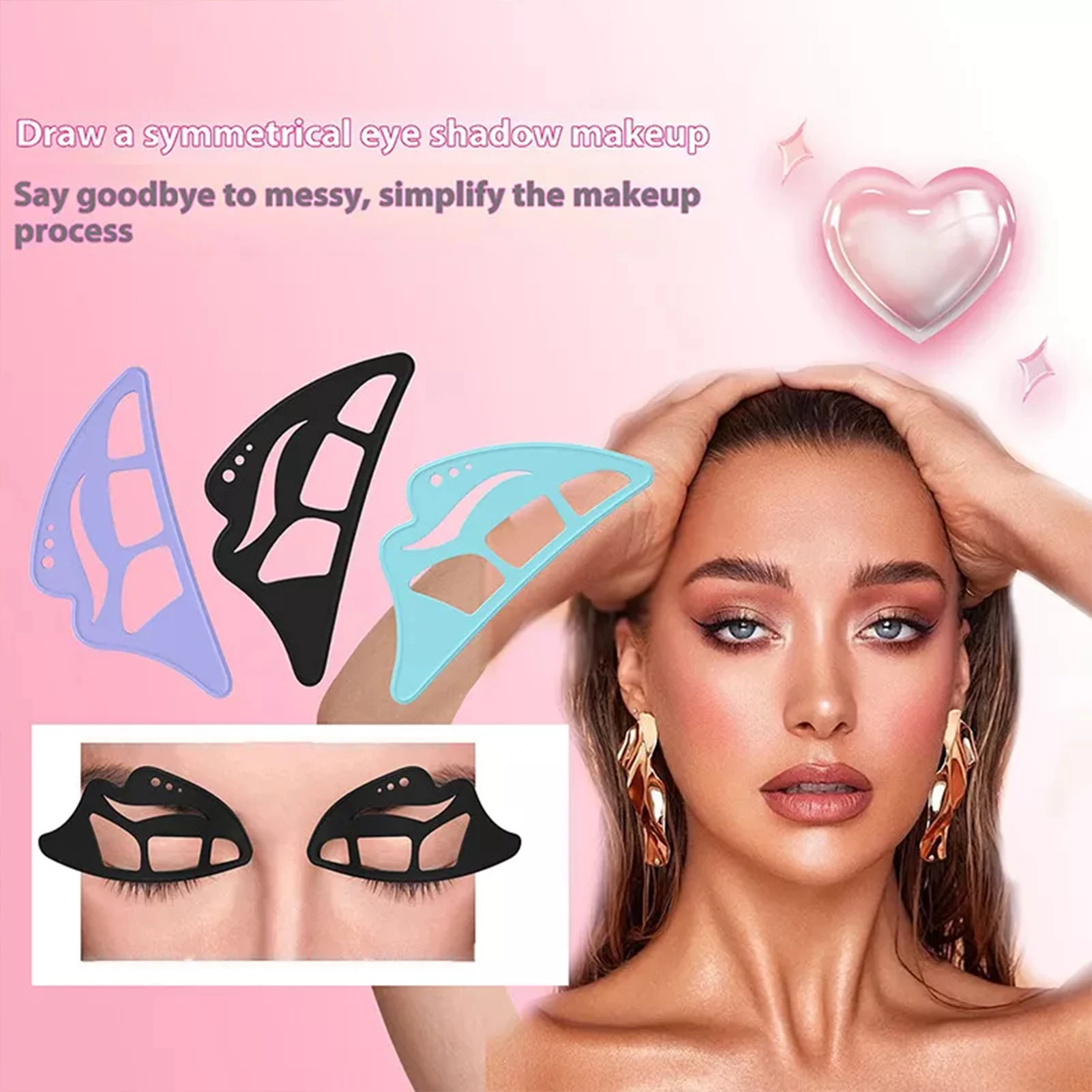 Description Picture 6 of itemSilicone Eye Makeup Stencils three stage eyeshadow Eyebrow Tool Under Eye Liner Stencils Guide Soft Glam Dramatic makeup