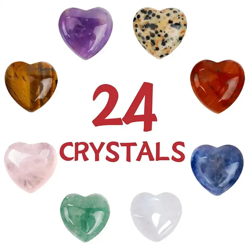 

24PCs Valentines Cards with Heart-Shape Crystals Valentines Day Heart-shaped Gemstones with Cards Valentines Day Gifts for Kids