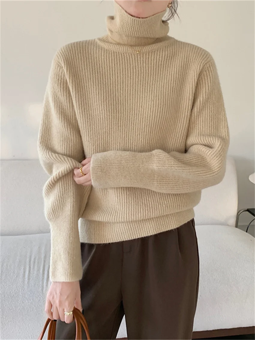 

Alien Kitty Turtleneck Solid Pullovers Sweaters Women High Quality Chic Loose Slim Winter New Thicken Casual Full Sleeve Warm