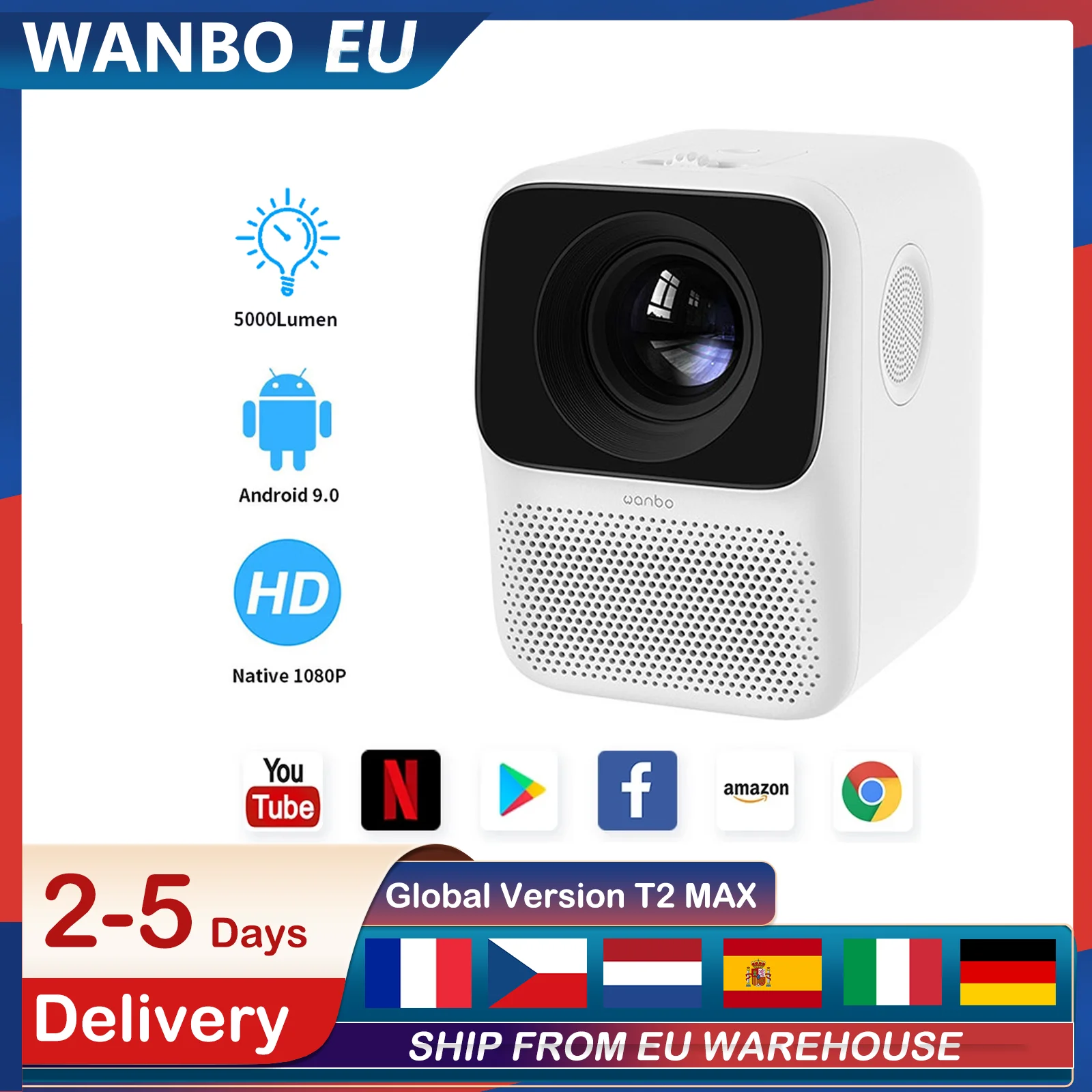 Global Version Wanbo T2 Max Projector 4k 1080p Mini Led Portable Wifi