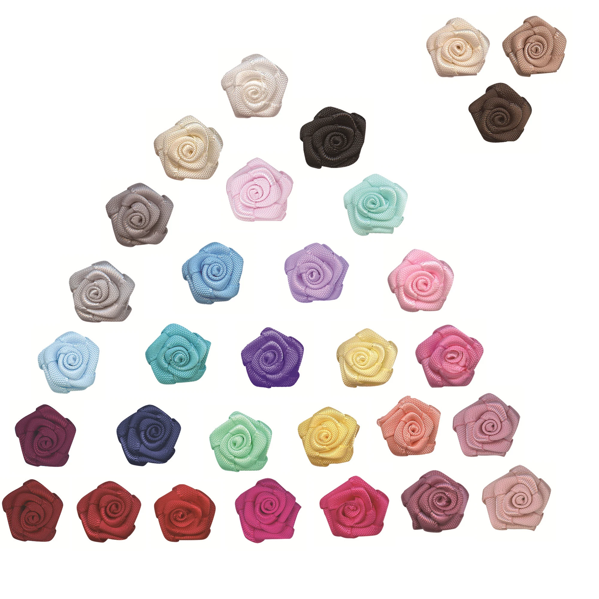 50 PCS 15mm Rose Bows Satin Ribbon For Christmas Packing Wedding DIY Sewing Wrapping Gifts Accessorie