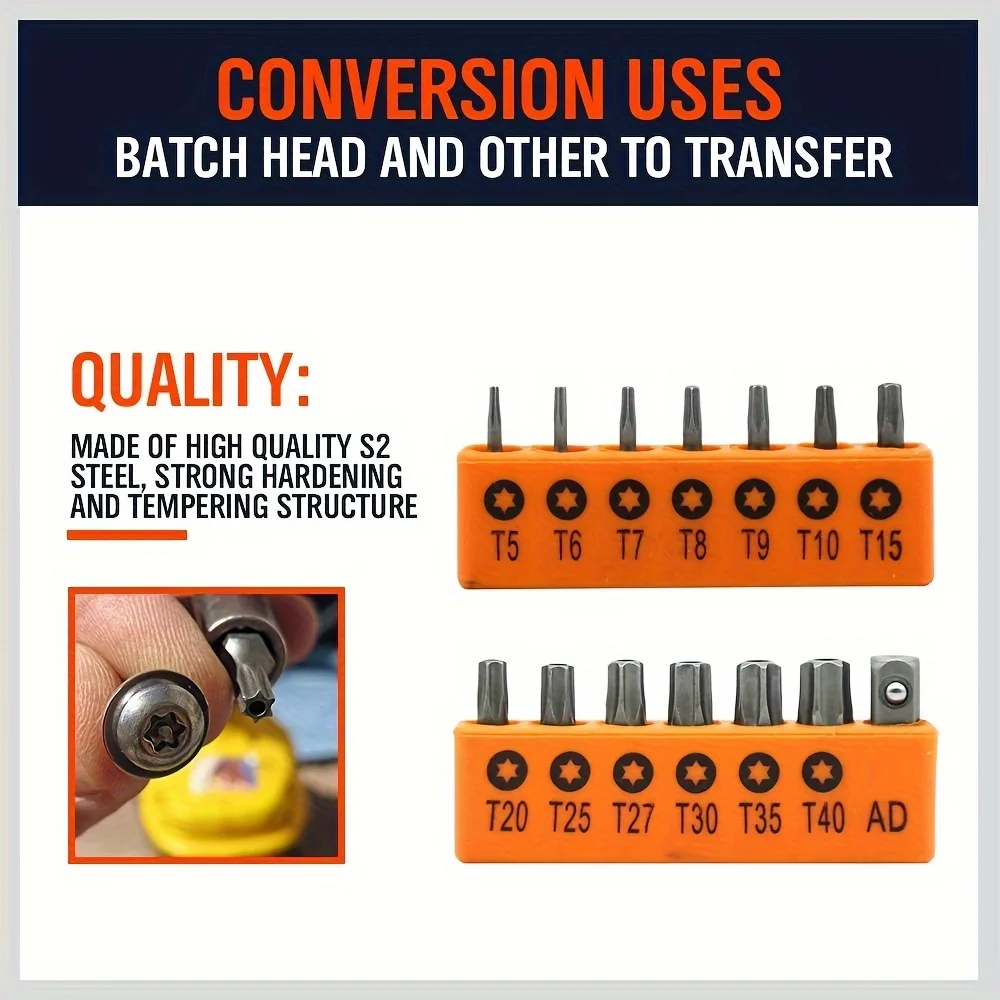 Premium 14-Piece Torx Bit Set with Magnetic Tips and Self-Locking Extension