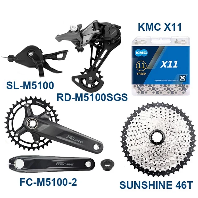 パーツ SHIMANO DEORE M5100 set Shimano-Deore M5100ボトムブラケットセット,チェーン,シフトレバー