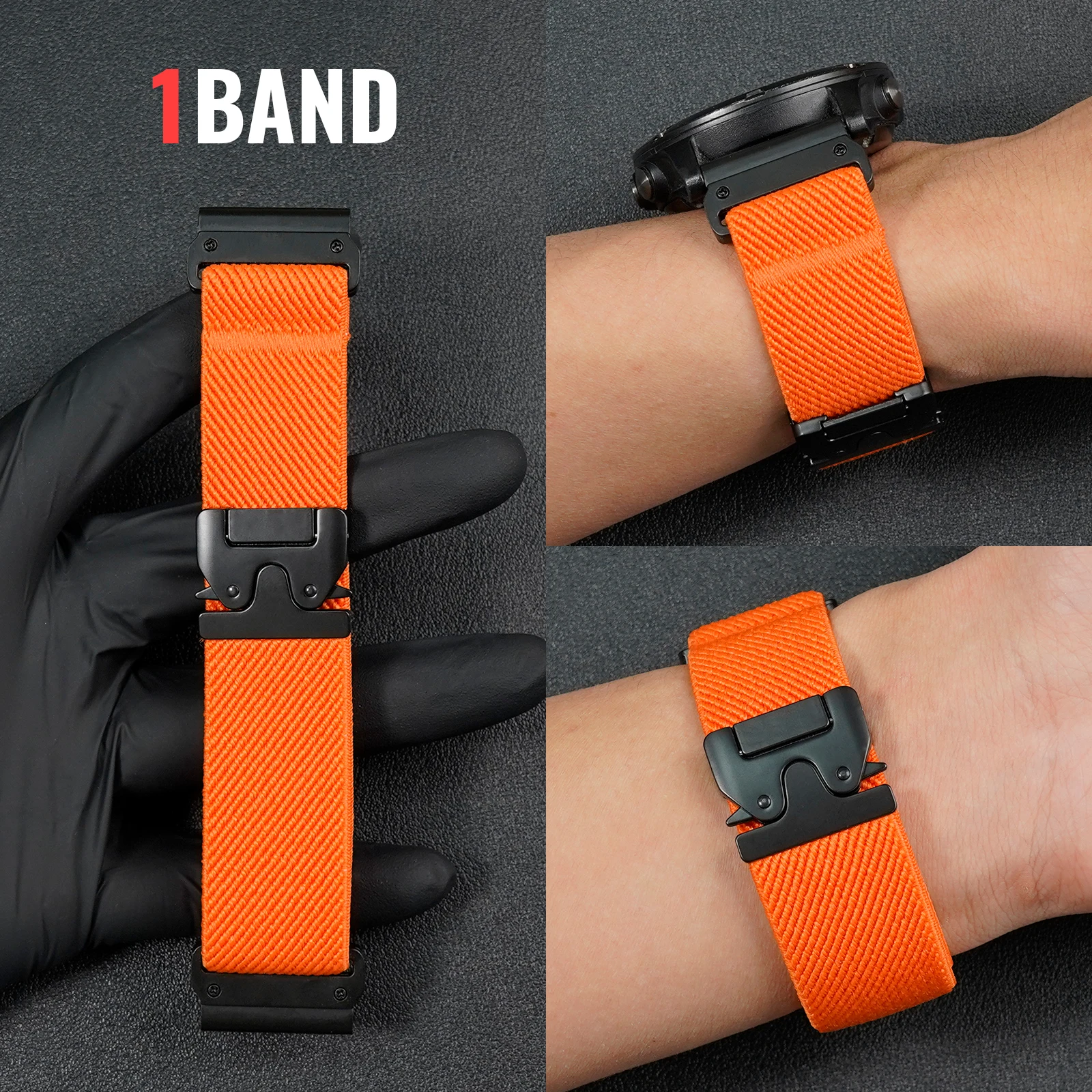 BUSKOZ Quick Release Elastic Woven Fitness Watch Strap - Breathable & Sweatproof with Metal Buckle