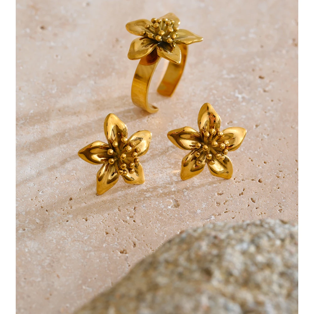 Yhpup Jewelry Earrings Waterproof Casting Stainless Steel Golden