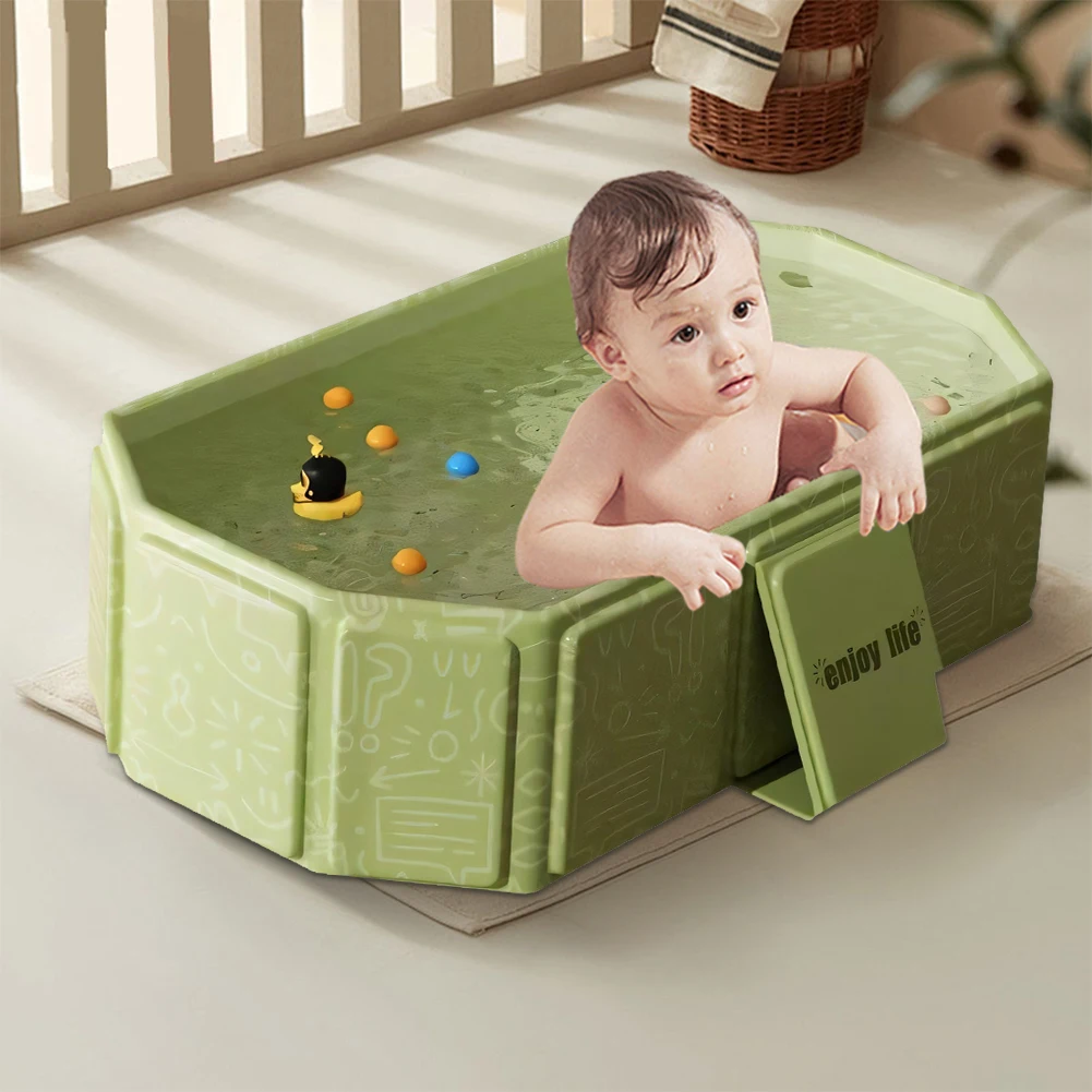 Collapsible Baby Bathtub for Infants & Toddlers – Foldable Baby Bath Tub with Drain Outlet