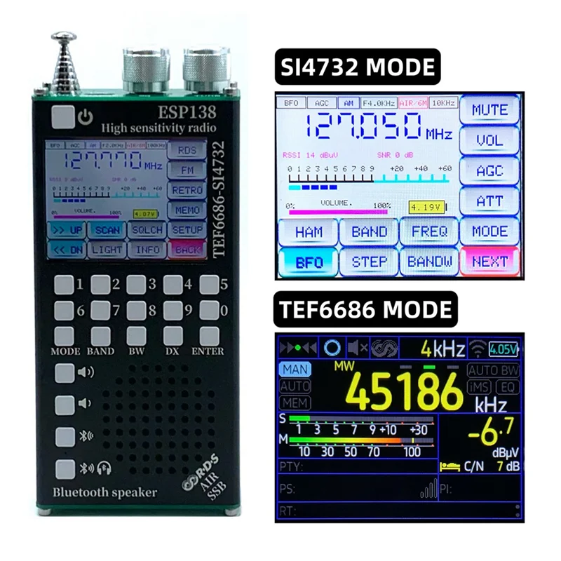 AAAEL-ESP32 ESP138 SI4732 TEF6686 듀얼 모드 FM AM SSB 풀 밴드 에어 밴드 수신기 핸드헬드 라디오 2 in 1