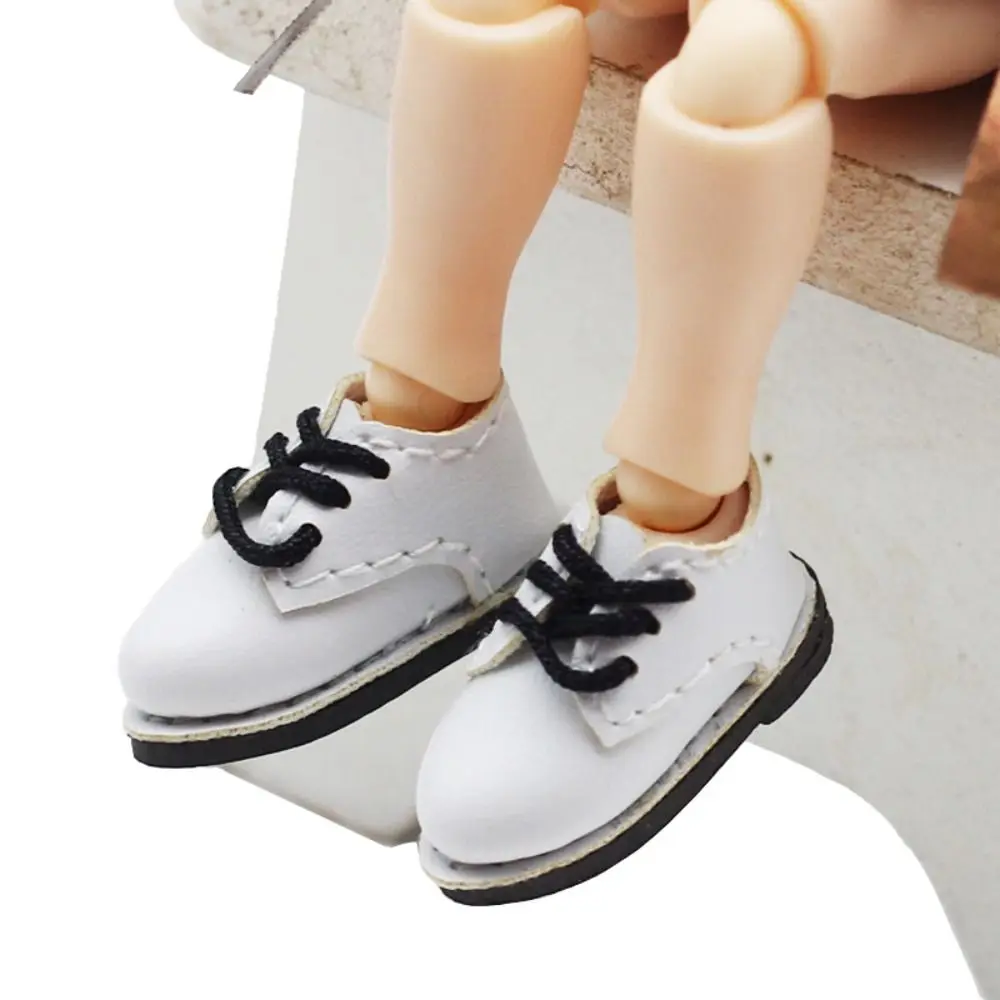 1Pair Mini Clothes Toys PU Leather 1/12 Bjd Shoes Round Toe 1 Pair PU Leather Shoes Mini Cute BJD PU Shoes Body Dolls