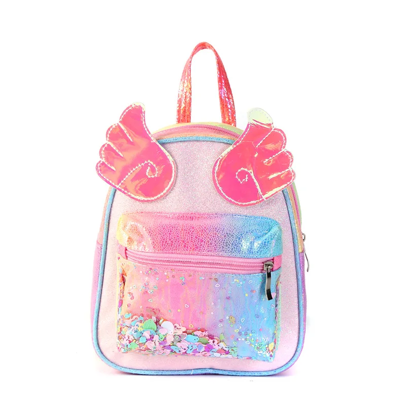 Bow Symphony Backpack Kindergarten Rainbow Laser Backpack Children's School Bag Cartoon Sequin Backpack