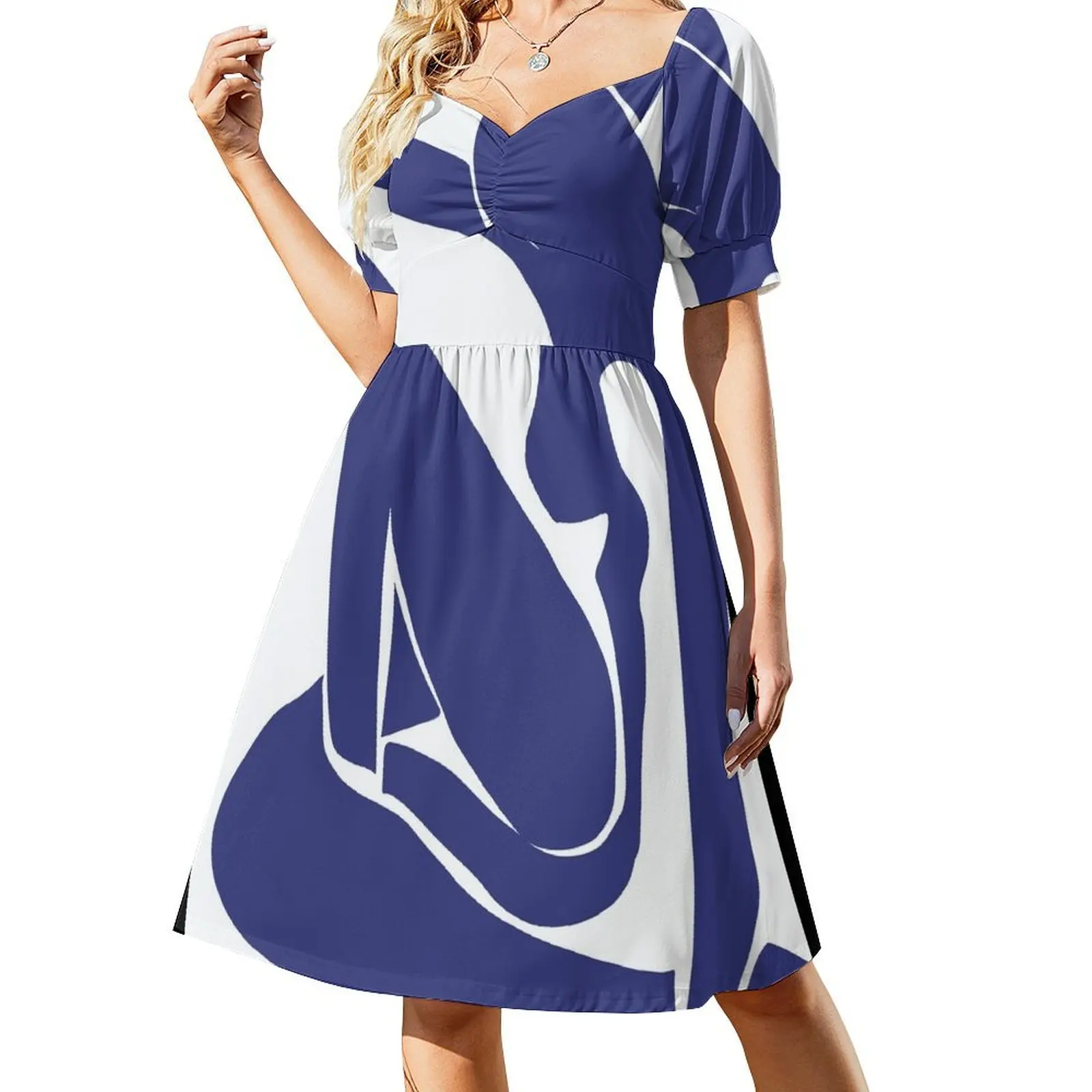 thumbnail image 1 of Vestido de fiesta de manga corta con recorte de Matisse, figura n.º 1, elegante vestido de noche de lujo para mujer, estilo vintage., 1 of 7