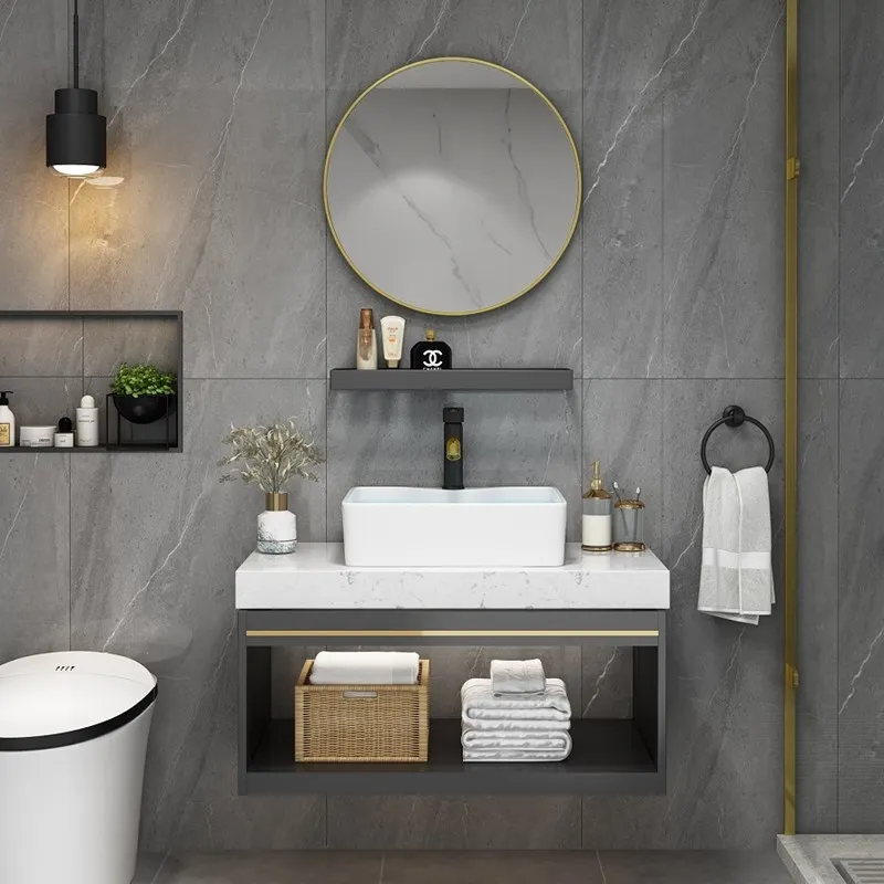 

Nordic Hotel Washstand Bathroom Wall Wash Basin Marble Washbasin Bathroom Cabinet Combination