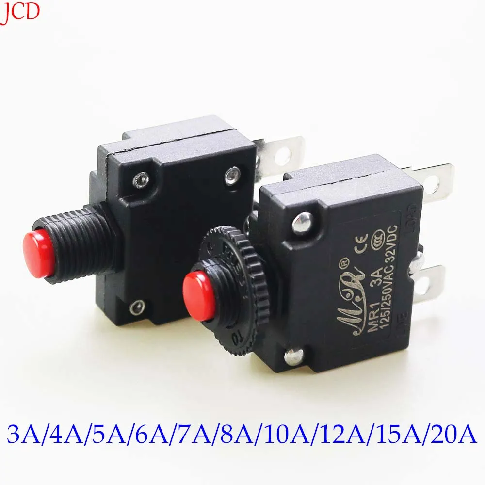 1PCS 3A 4A 5A 6A 7A 8A 10A 12A 15A 20A Leistungsschalter Überlastschutz Schalter Sicherung Überlast Überstrom Reset Versicherung