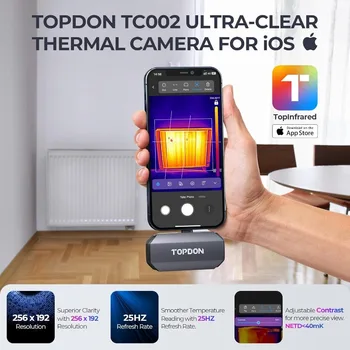 TOPDON TC002 Thermal Camera for iOS (iPhone & iPad), 256 x 192 IR High Resolution, can Video Recording, 40mk Thermal Sensitivity 2