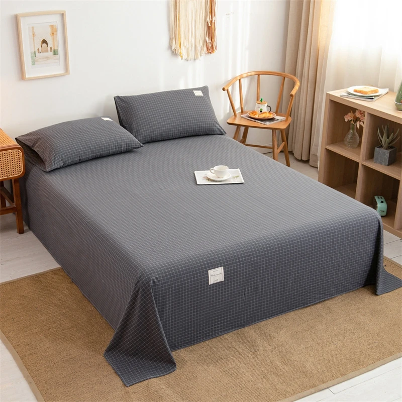 210x230cm Polyester Cotton Bed Sheet Skin-friendly Soft Jacquard Washed Cotton Coarse Cloth Cotton Bedsheet