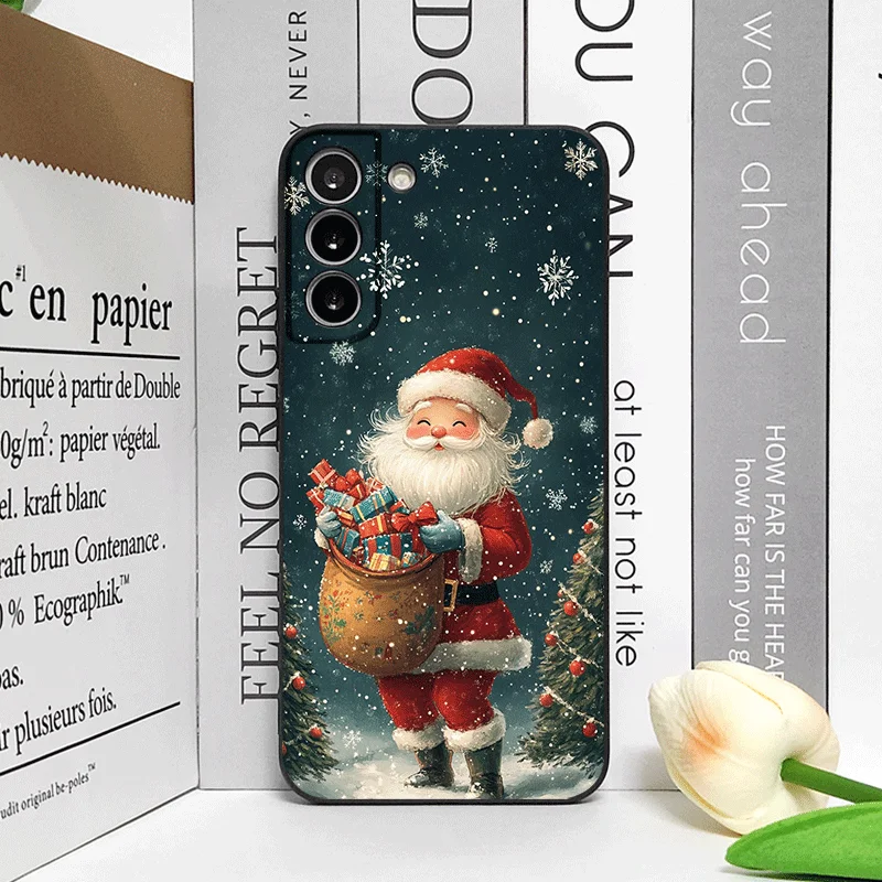 Festive Santa Claus & Christmas Tree Design Soft Phone Case Cover