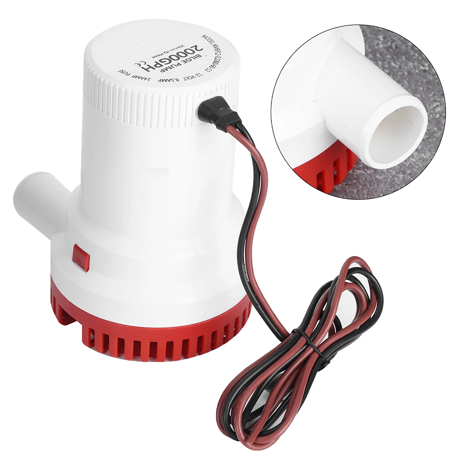 2000GPH Electric Bilge Pump Boat Water Discharge Pump Marine Ignition Protected 12V Electric Bilge Ignition Protected Bilge Pump