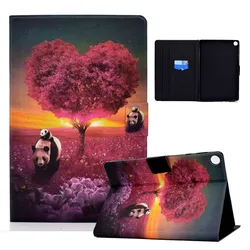 Kawaii Cartoon Folio Tablet Cover - Cute and Durable Case with Pen Holder for Matepad T10 9.7 inch (Heart panda)