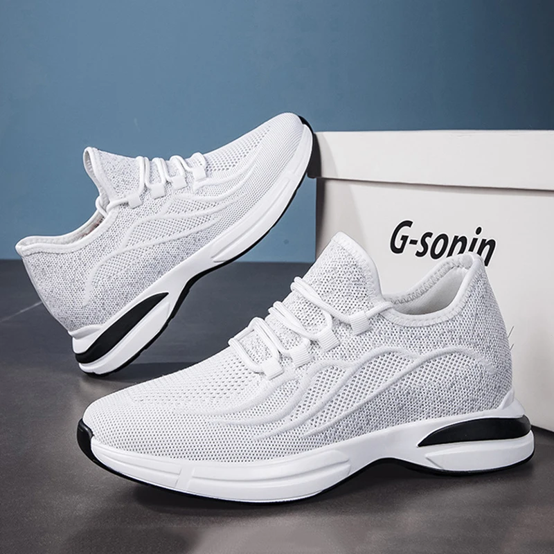 New Men's Casual Fashionable and Versatile Thick-soled Sneakers with Invisible Inner Heightening and Breathable Men's Shoes