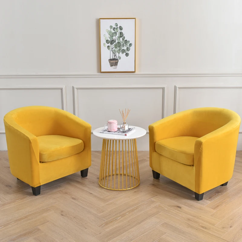 Velvet Chair Covers for Club Armchairs Stretch Sofa Slipcover Removable Couch Cover for Tub Bar Counter Living Room 2pcs/set 3