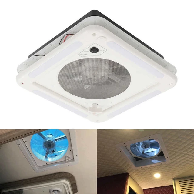 2012 14 RV Roof Fan Vent with Rain Sensor | 12 Volt 4 Speed Motor Remote Intake Exhaust Smoke Lid Ventilation Cover | Bathroom Ceiling Camper