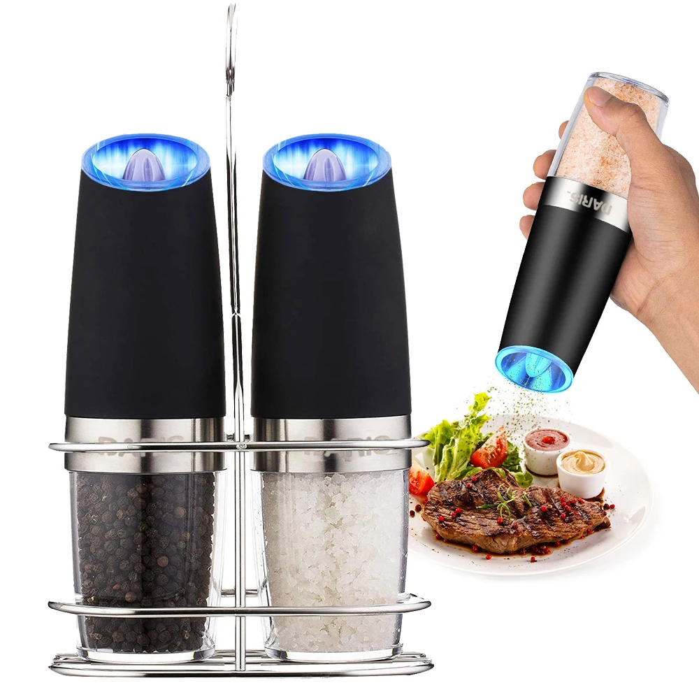 Automatic Salt and Pepper Grinder Set Electric Adjustable Spice Mill Kitchen Gadgets and Accessories Transparent Spice Grinder