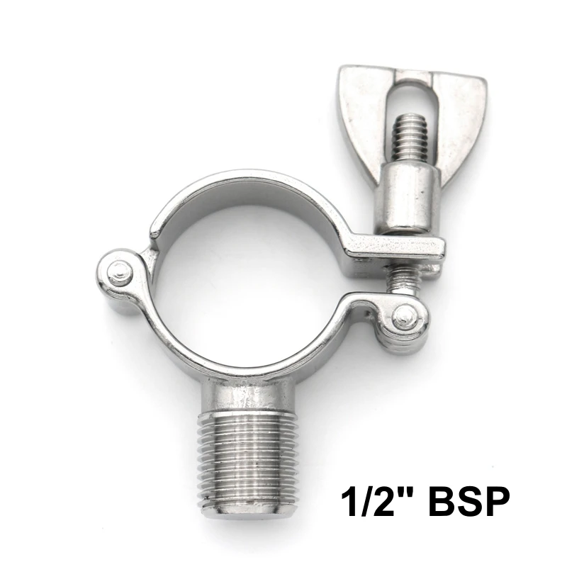 304 Stainless Steel Sanitary Pipe Holder Clamp Type Clips Support Tube Bracket 1/2" BSP Thread OD19 25 27 34 38 51 63 76 102mm