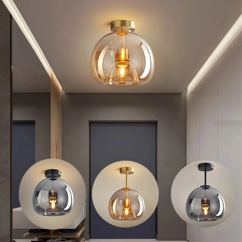 

Nordic Ceiling Lighting Minimalist Texture LED Glass Ceiling Lamp aisle Corridor Lamp Creative Living Room Lights E27