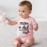 Cute 100%Cotton Baby Boys Girls Romper Short Sleeve I Love Mom Dad Jumpsuit Infant Newborn Costume Clothes 1