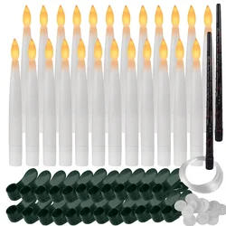Enchanting LED Flameless Flickering Warm Light Floating Candles with Magic Wand (Set of 24)