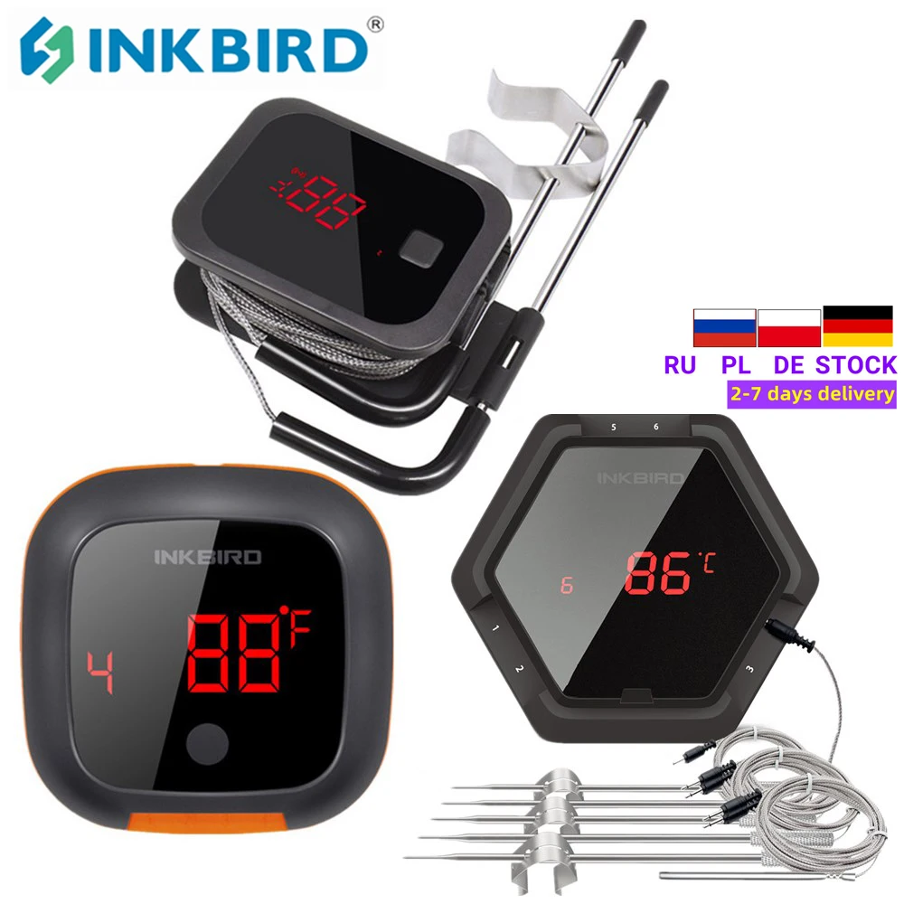Inkbird 防水 150 FT Bluetooth Meat Thermometer IBT-4XC with Magnet, Timer,  Alarm and Probes, BBQ Grill Digital Wireless Meat Thermometer for C 通販 