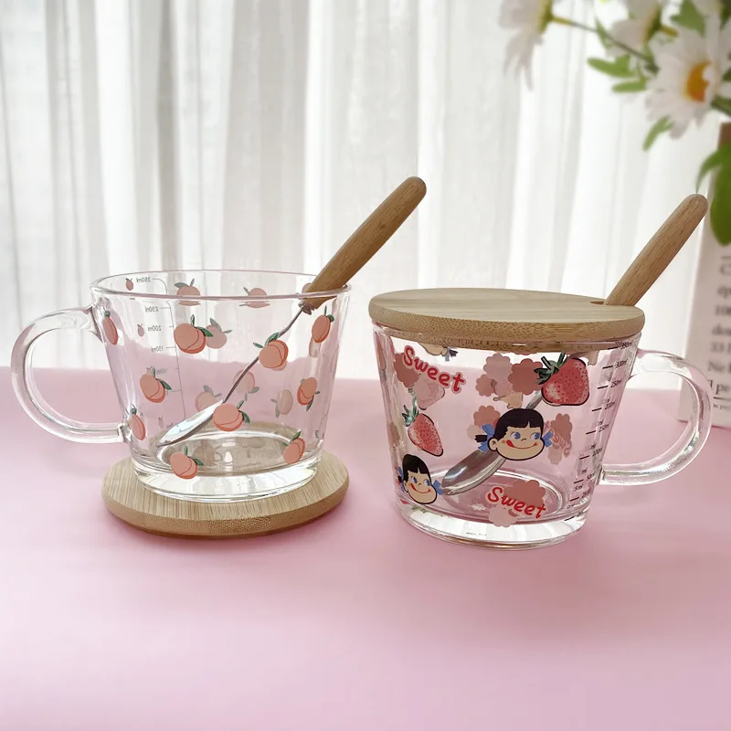 

Creative Cartoon Flower Coffee Cup Home Office Glass Water Cup Handle Capped DROPSHIPPING Milk Breakfast Drink Cup