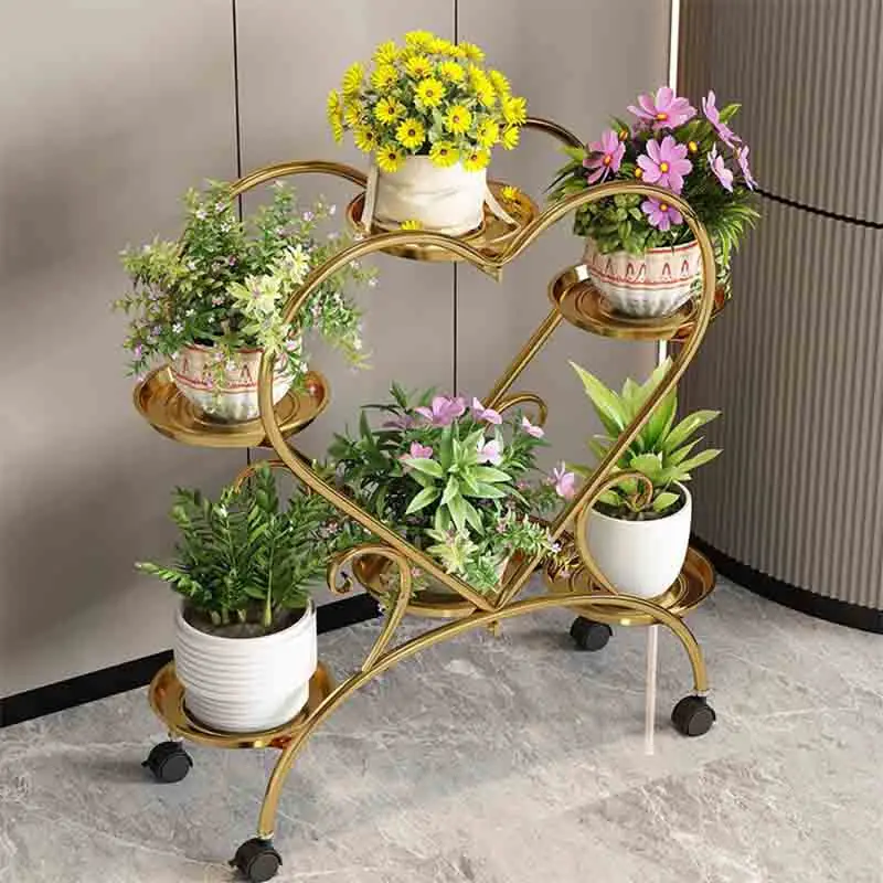 Metal Plant Stand 6 Pots Flower Pot Display Rack Planter Shelves Indoor Storage Shelf For Home Balcony Living Room Patio Garden