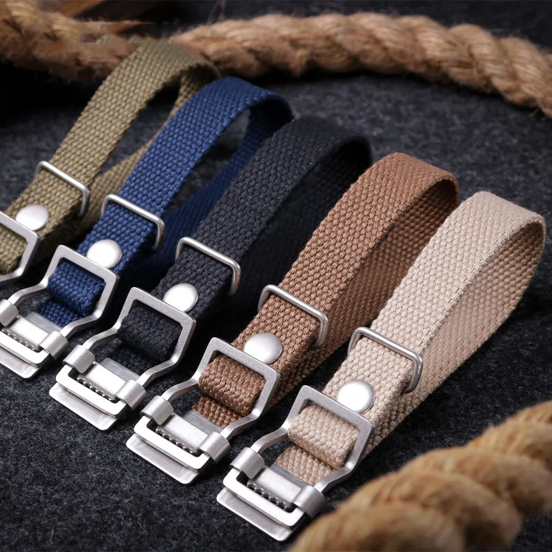 New Design Watch Strap 20mm 22mm Canvas Watch Band Texture Wristband Green Khaki Replacement Strap For Man Watch Gift