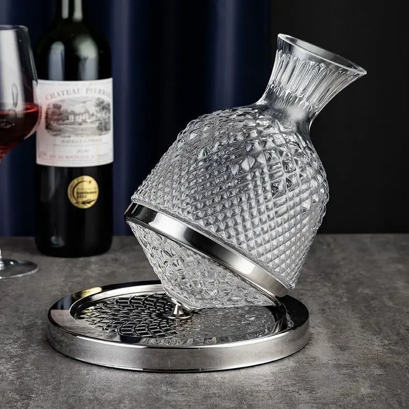 High Grade Crystal Glass 360 Rotating Decanter Tumbler 1500ml Decanter Wine Dispenser Aerator Mirror Jug Gift Bar Decoration