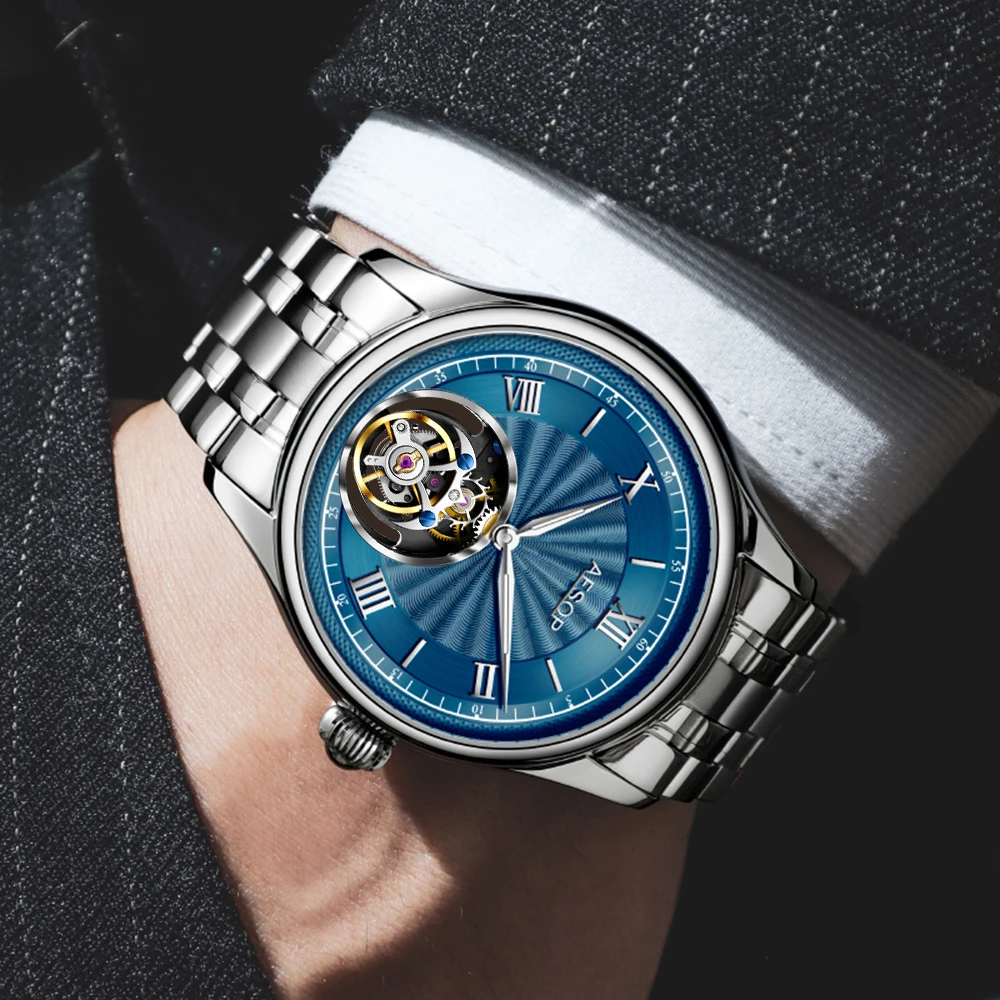 AESOP Official Watch Store Flying Tourbillon Movement Mechanical Wristwatches Skeleton Watches for Menes Luxury Waterproof
