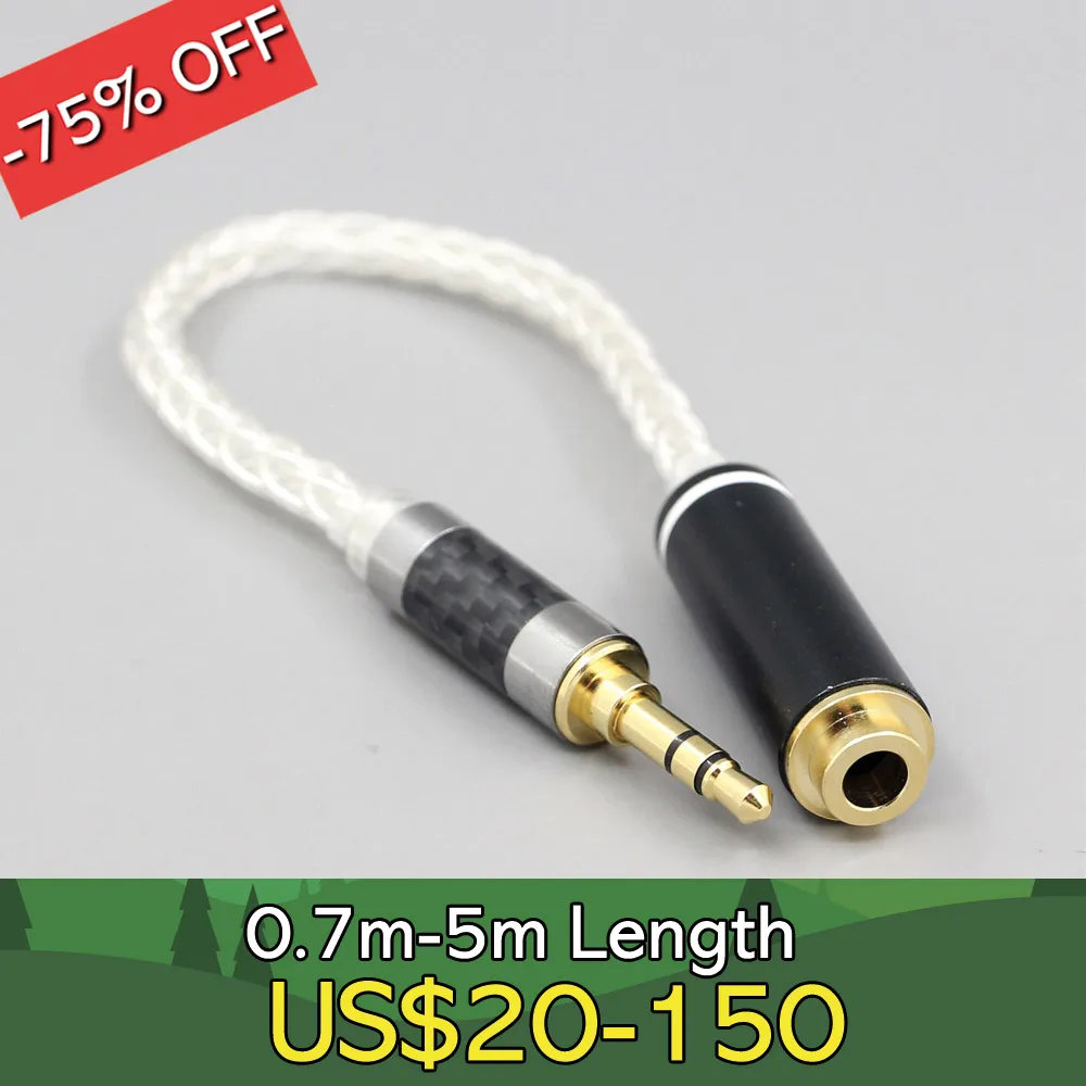 

Various length plugs 8 Cores Pure 99% Silver Headphone Earphone Cable For 3.5mm xlr 6.5 2.5mm male to 4.4mm female LN007464