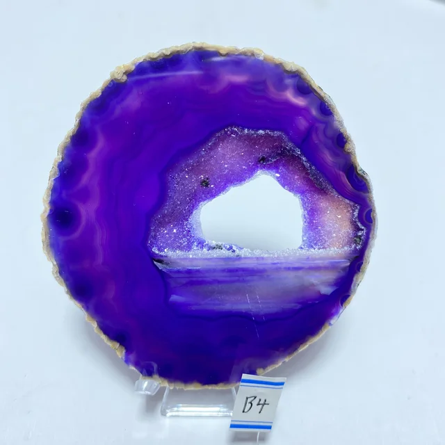 Natural crystal AGATE SLAB Geode Slice Crystal Mineral Energy Stone Healing Home Decoration Gift B4   51g    76mm