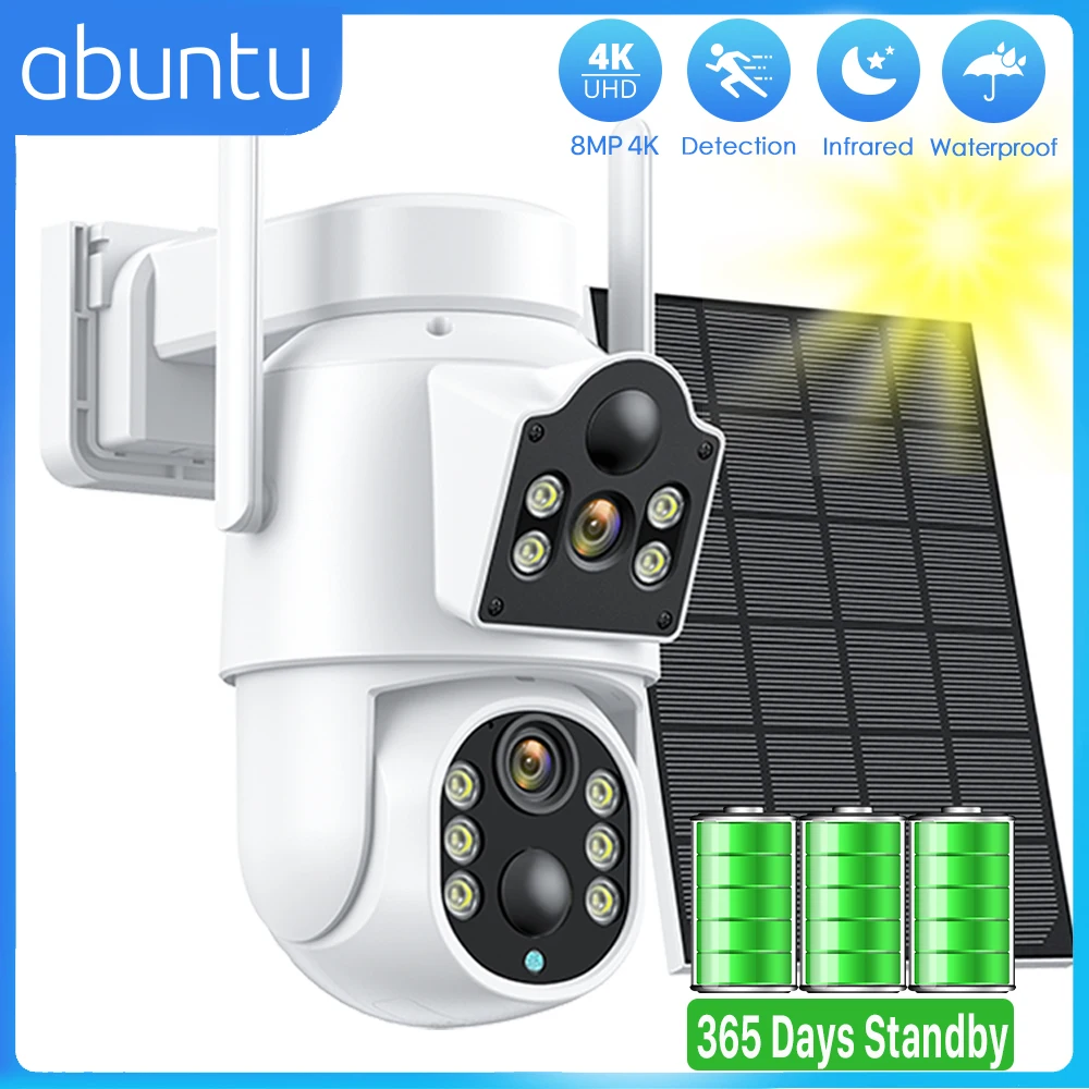 8MP 4K HD Outdoor Solar Camera Wireless Wifi Surveillance Camera Soalr Pannel Battery Camera Human Detection Night Vision ICSEE 1