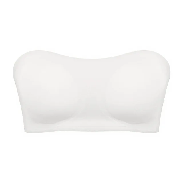 102358-0399c4.jpg Soutien-gorge sans bretelles sans couture pour femmes, rembourré amovible, haut en soie glacée douce, sous-vêtements sans bretelles, sûr, antidérapant, Push Up, haut tubulaire Sexy