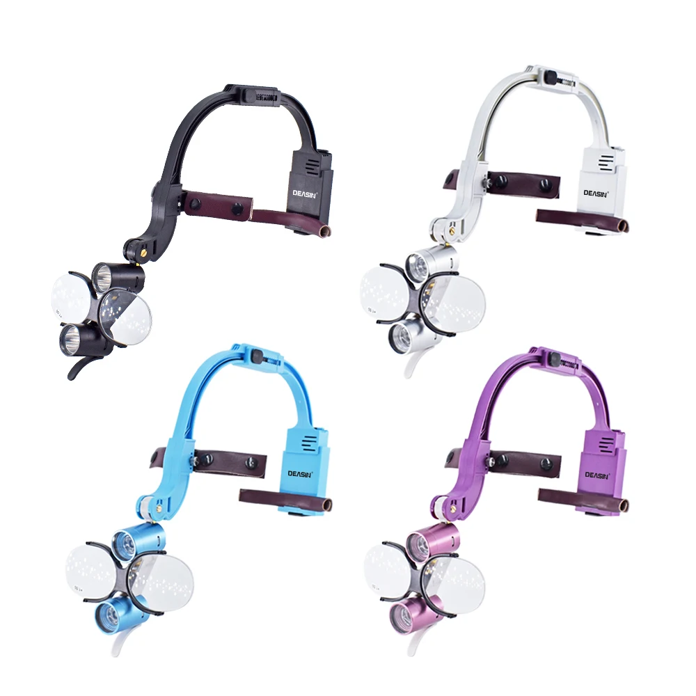 

5W Dental Colorful Loupes Dental Ajustable Magnifier Dental Lab Medical Magnification Binocular 2.5/3.5x Headlight Headlamp