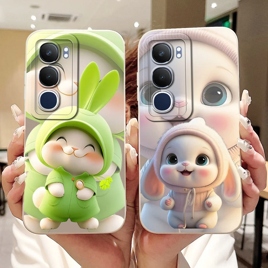 Vivo Y19s Cute Cat Grid Pattern Shockproof Silicone Phone Case