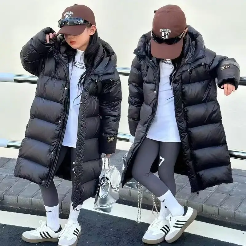 2025년 신상 아동용 다운 재킷 겨울 남아 여아 중대형 아동용 중장형 다운 재킷 오리털 5-15세