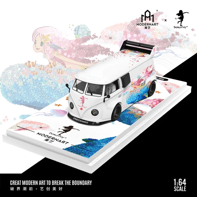 Volkswagen T1 van trailer Hipster Art 1:64 Porsche 911 964