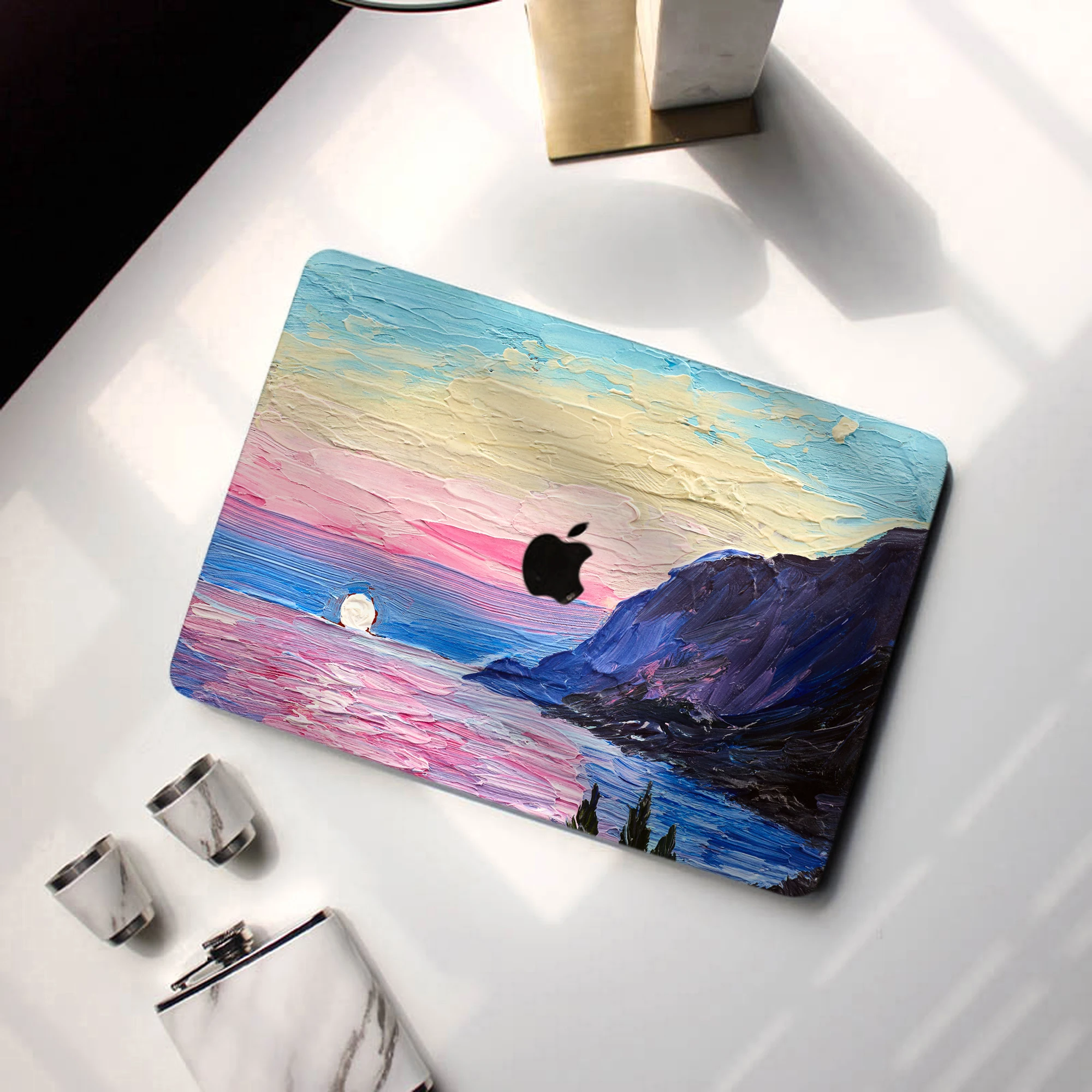 Pintura a Óleo Rosa Pôr do Sol Case Portátil para Macbook Air 13 m2 2023 A2681 A2337 A2179 A2338 m1 Chip Pro A2289 Macbook A1466 Case - Imagem 6