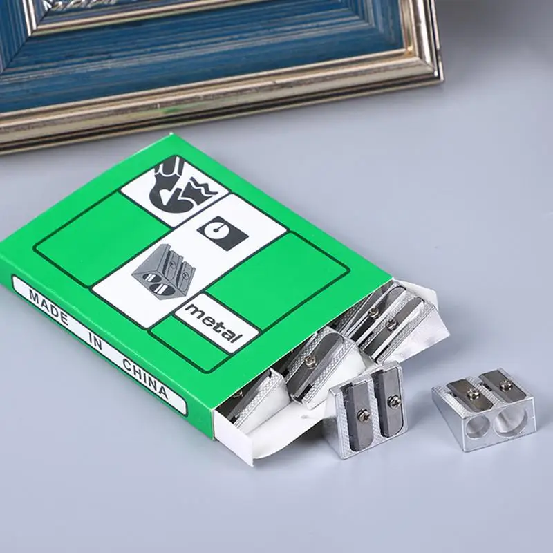 금속 학교 크레용 연필깎이, 학생 및 사무용품 문구류 액세서리, 2 홀 그라파이트 연필