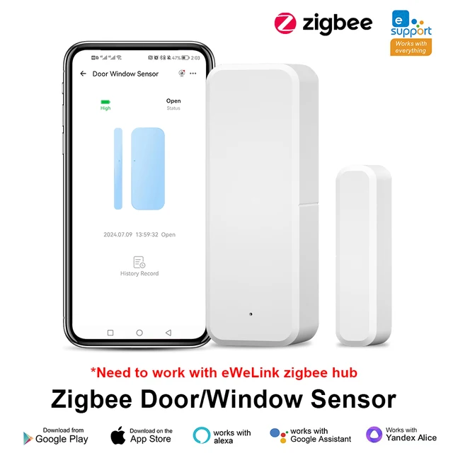 ZigBee Door Window Sensor eWeLink APP Smart Home Security Protection Door Open Closed Detector for Alexa Google Yandex Alice 2