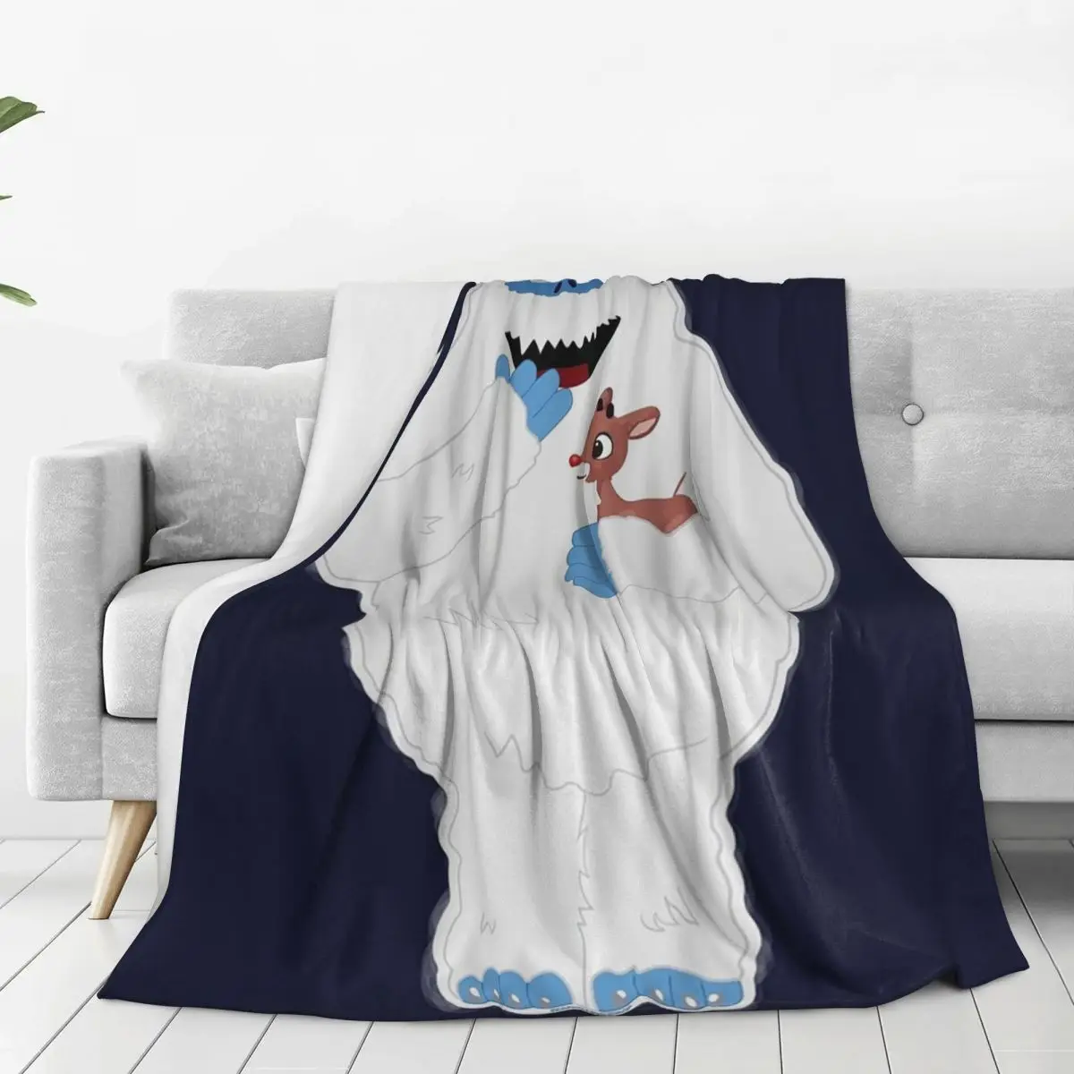 Christmas Abominable Snowman With Rudolph Blankets Flannel Warm Throw Blankets Throw Blanket For Couch Travel Throws Bedspread 2