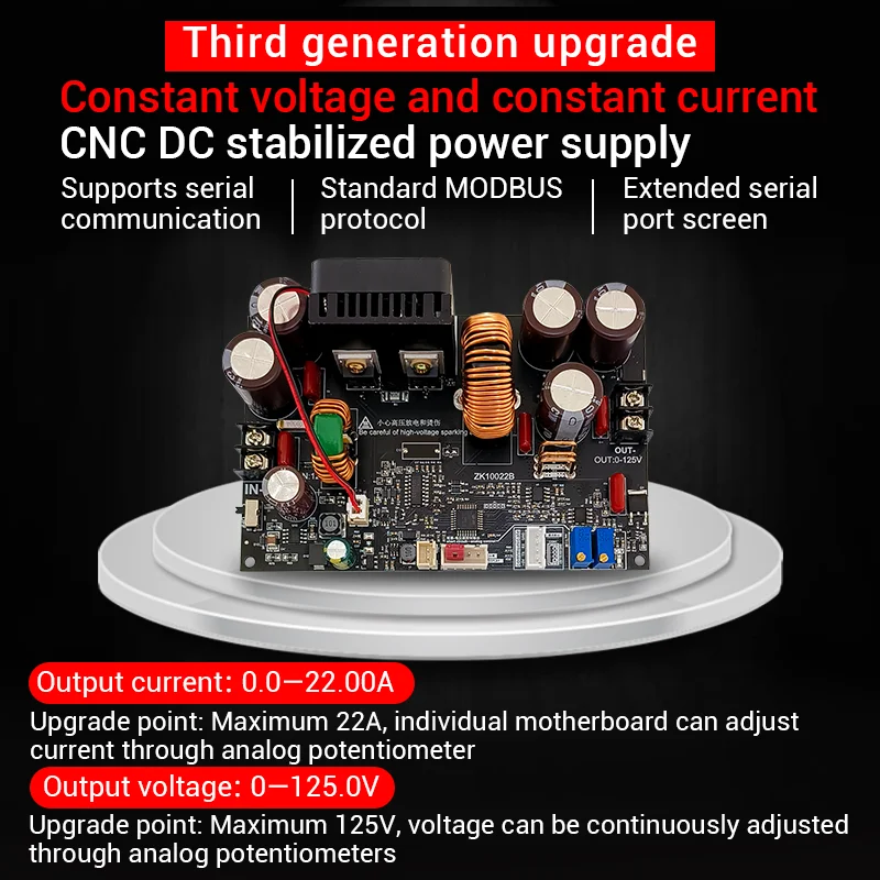 ZK-10022 1500W CNC 전압 벅 전원 공급 장치 입력:125V 출력:140V DC 22A 조정 가능한 규제 실험실 변환기 3세대
