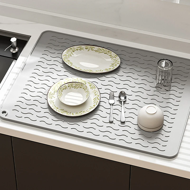 

55*45cm/45*40cm Silicone Drying Mat Heat Resistant Non-Slip Draining Mat Kitchen Countertop Drip Tray Sink Pad