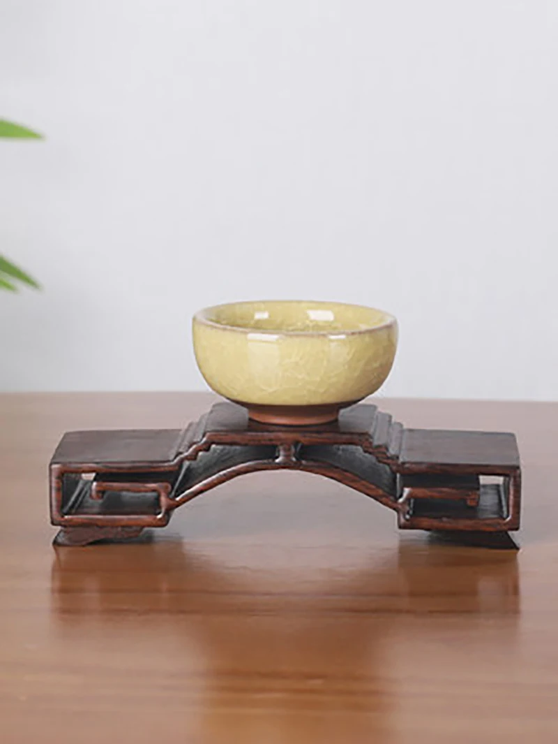 Mini Wood Pedestal Display Stand, Carving Ornaments, Teacup Teapot, Tea Pet incense Burner, Buddha Base Holder, Tearoom Decora
